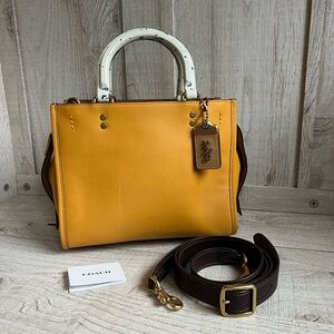 Coach Yellow and White Shoulder Bag